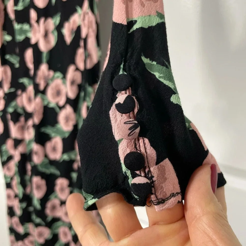 Zara Floral Long Sleeves Bias Cut Dress size S - Picture 5 of 9